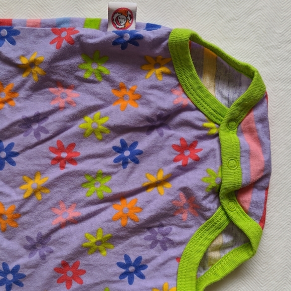 little missmatched colorful stripes & floral bodysuit diaper shirt 9 months baby - Picture 2 of 6